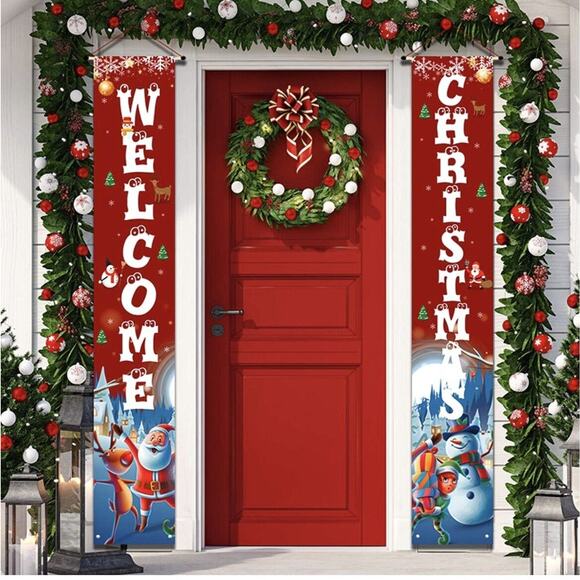 YUFOL Red Christmas Door Decorations for Home Merry Christmas Banner,Hanging Chr - Picture 1 of 4